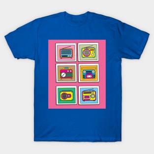 Old Colorful Stylish Retro Music Radios T-Shirt